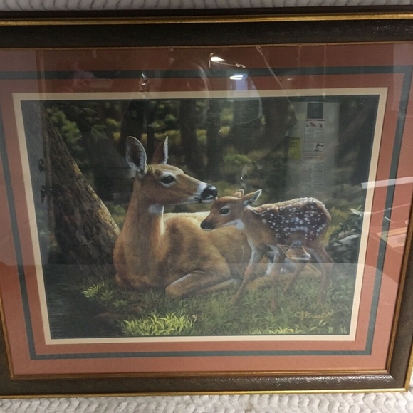 Vintage Home Interiors Doe Fawn Deer Print Frame